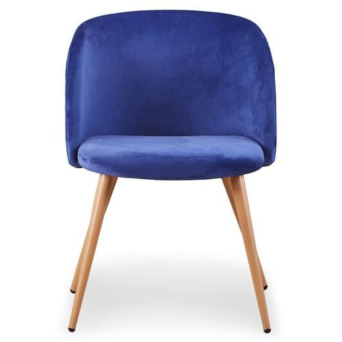 Chaise moderne avec accoudoir velours bleu Snolu - Lot de 2 - Photo n°3; ?>