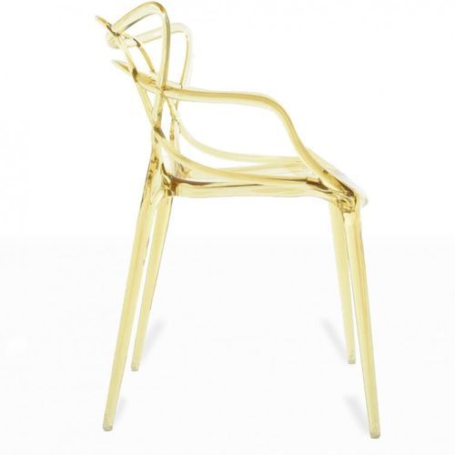 Chaise moderne avec accoudoirs doré transparent Beliano - Photo n°3; ?>