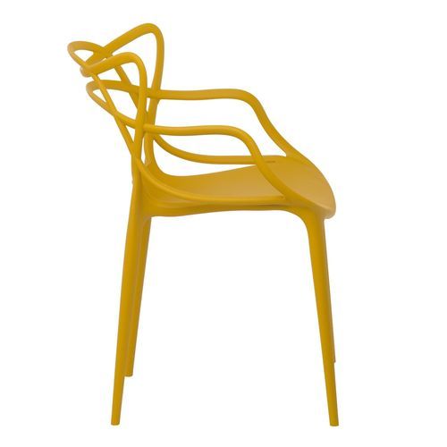 Chaise moderne avec accoudoirs polypropylène jaune Beliano - Photo n°2; ?>
