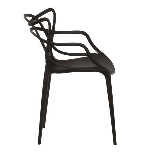 Chaise moderne avec accoudoirs polypropylène noir Beliano - Photo n°2; ?>