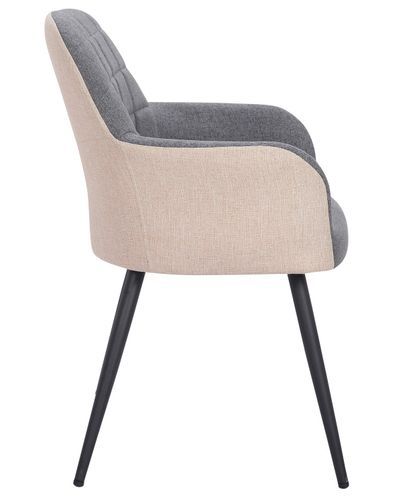 Chaise moderne avec accoudoirs tissu gris et beige Utilia - Photo n°3; ?>