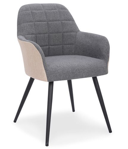 Chaise moderne avec accoudoirs tissu gris et beige Utilia - Lot de 2 - Photo n°2; ?>