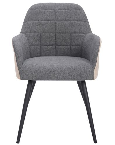 Chaise moderne avec accoudoirs tissu gris et beige Utilia - Lot de 2 - Photo n°3; ?>