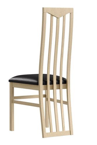 Chaise moderne chêne clair et assise simili cuir noir Italino - Photo n°2; ?>