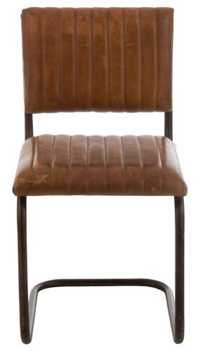 Chaise moderne cuir et métal marron Lignac - Photo n°2; ?>