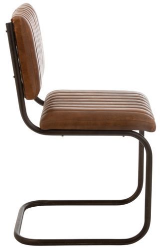 Chaise moderne cuir et métal marron Lignac - Photo n°3; ?>