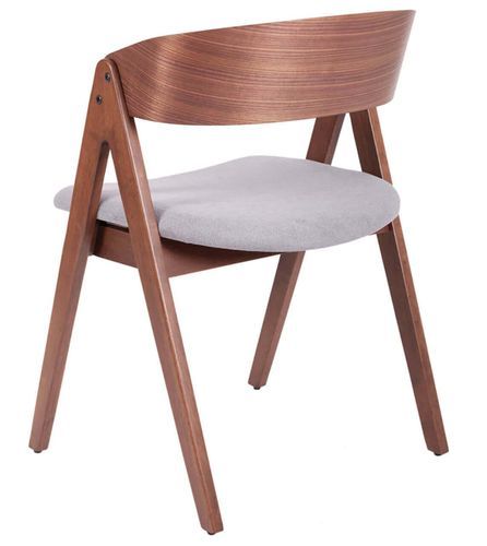 Chaise moderne en bois de noyer et tissu gris clair Merka - Photo n°3; ?>