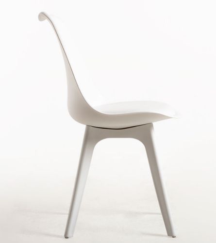 Chaise moderne polypropylène et coussin d'assise simili cuir blanc Arko - Lot de 2 - Photo n°2; ?>