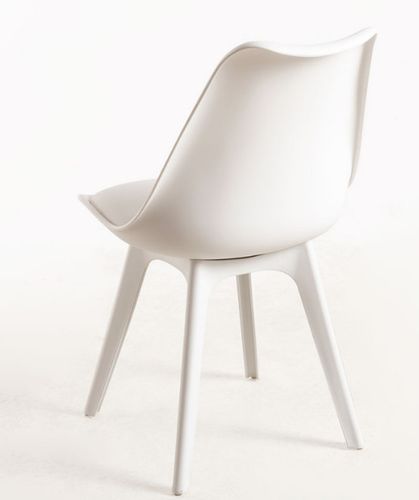 Chaise moderne polypropylène et coussin d'assise simili cuir blanc Arko - Lot de 2 - Photo n°3; ?>