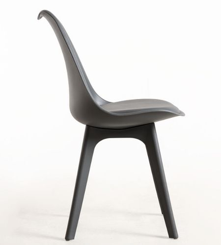 Chaise moderne polypropylène et coussin d'assise simili cuir gris foncé Arko - Lot de 2 - Photo n°2; ?>
