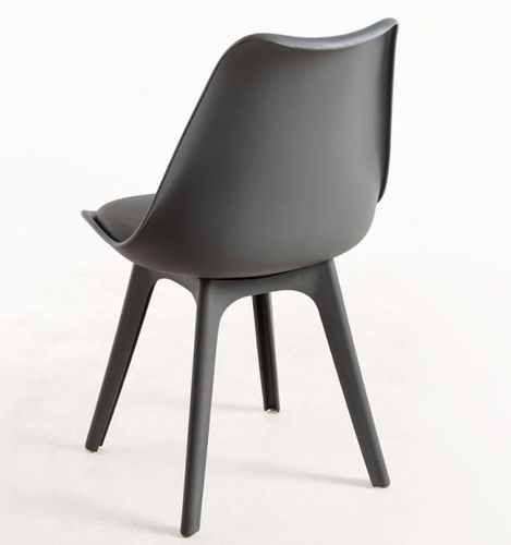 Chaise moderne polypropylène et coussin d'assise simili cuir gris foncé Arko - Lot de 2 - Photo n°3; ?>