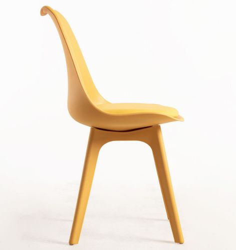 Chaise moderne polypropylène et coussin d'assise simili cuir jaune Arko - Lot de 2 - Photo n°2; ?>
