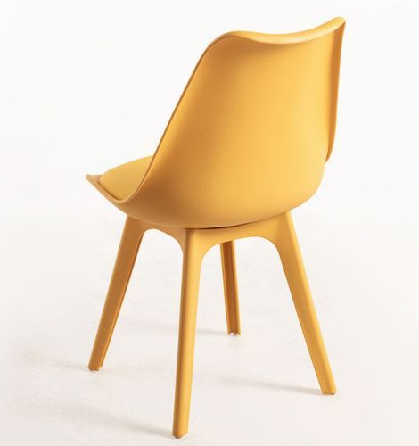 Chaise moderne polypropylène et coussin d'assise simili cuir jaune Arko - Lot de 2 - Photo n°3; ?>