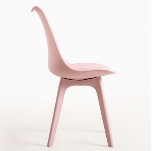 Chaise moderne polypropylène et coussin d'assise simili cuir rose Arko - Lot de 2 - Photo n°2; ?>