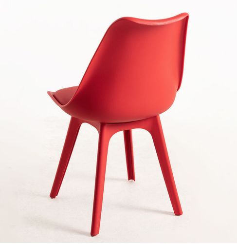 Chaise moderne polypropylène et coussin d'assise simili cuir rouge Arko - Lot de 2 - Photo n°3; ?>