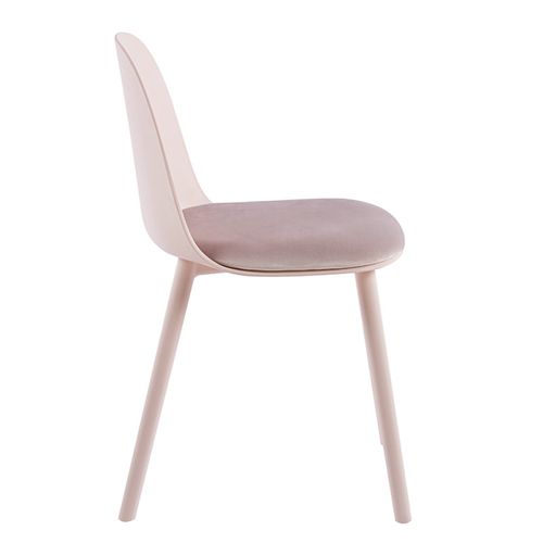 Chaise moderne rose pale avec un coussin d'assise en velours Koupa - Photo n°2; ?>