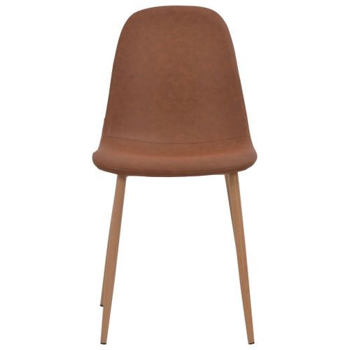 Chaise moderne simili cuir et pieds métal marron Ora - Lot de 2 - Photo n°3; ?>