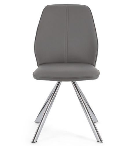 Chaise moderne simili cuir gris et pieds chromé Zebra - Lot de 4 - Photo n°2; ?>