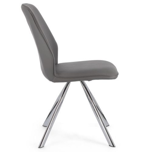 Chaise moderne simili cuir gris et pieds chromé Zebra - Lot de 4 - Photo n°3; ?>