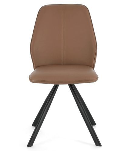 Chaise moderne simili cuir marron et pieds acier noir Zebra - Lot de 2 - Photo n°2; ?>