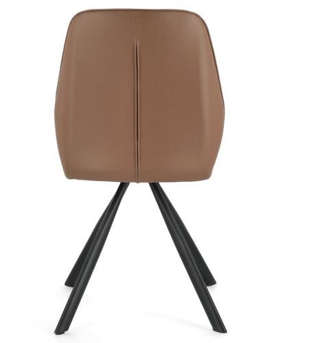 Chaise moderne simili cuir marron et pieds acier noir Zebra - Lot de 2 - Photo n°3; ?>