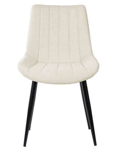 Chaise moderne tissu beige clair matelassé et pieds métal noir Liza - Photo n°3; ?>
