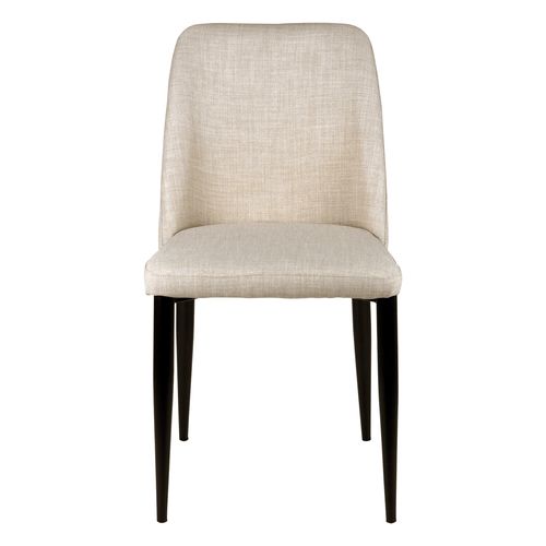 Chaise moderne tissu beige clair rembourré et pieds métal noir Maliza - Photo n°3; ?>