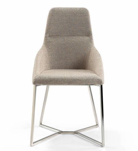 Chaise moderne tissu et pieds acier chromé Donia - Lot de 4 - Photo n°3; ?>