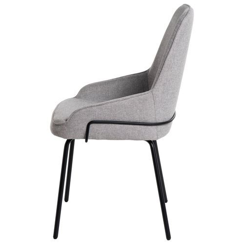 Chaise moderne tissu gris clair et pieds métal noir Loven - Photo n°2; ?>