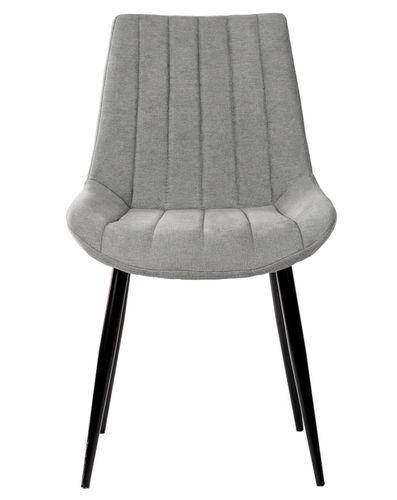 Chaise moderne tissu gris clair matelassé et pieds métal noir Liza - Photo n°2; ?>