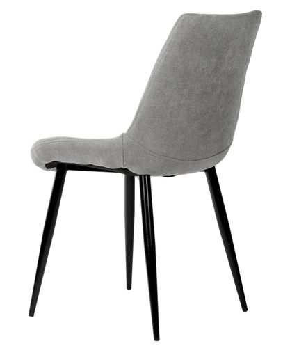 Chaise moderne tissu gris clair matelassé et pieds métal noir Liza - Photo n°3; ?>