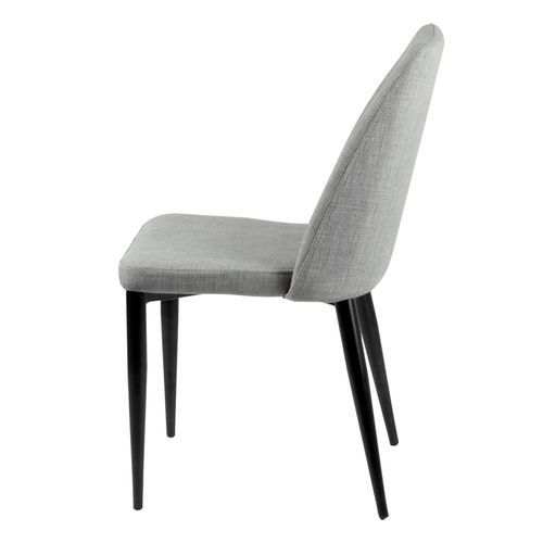 Chaise moderne tissu gris clair rembourré et pieds métal noir Maliza - Photo n°3; ?>