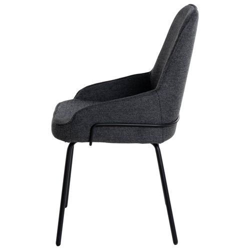 Chaise moderne tissu gris foncé et pieds métal noir Loven - Photo n°3; ?>