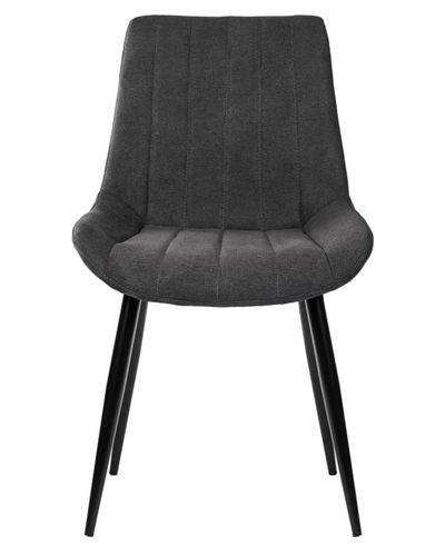 Chaise moderne tissu gris foncé matelassé et pieds métal noir Liza - Photo n°2; ?>
