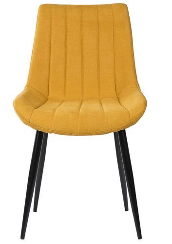 Chaise moderne tissu jaune moutarde matelassé et pieds métal noir Liza - Photo n°2; ?>