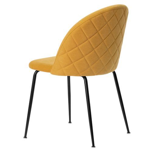 Chaise moderne tissu jaune moutarde rembourré et pieds métal noir Louba - Photo n°2; ?>