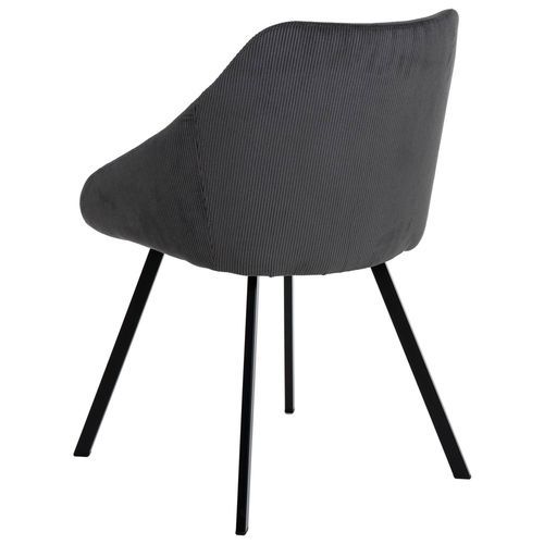 Chaise moderne velours gris foncé et pieds métal noir Maggie - Photo n°2; ?>