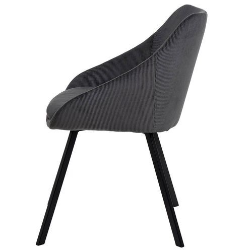 Chaise moderne velours gris foncé et pieds métal noir Maggie - Photo n°3; ?>