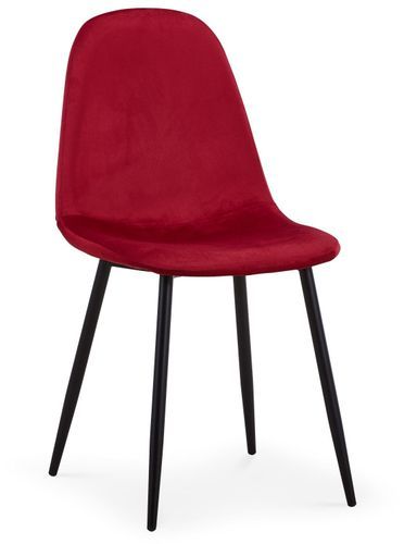 Chaise moderne velours rouge pieds métal noir Garo - Lot de 4 - Photo n°2; ?>