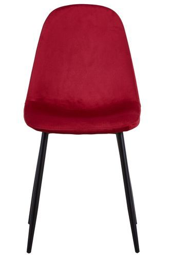Chaise moderne velours rouge pieds métal noir Garo - Lot de 4 - Photo n°3; ?>
