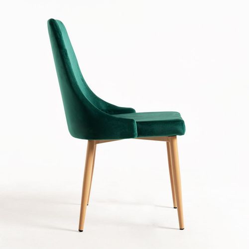 Chaise moderne velours vert foncé et pieds bois de hêtre naturel Kozak - Lot de 2 - Photo n°2; ?>