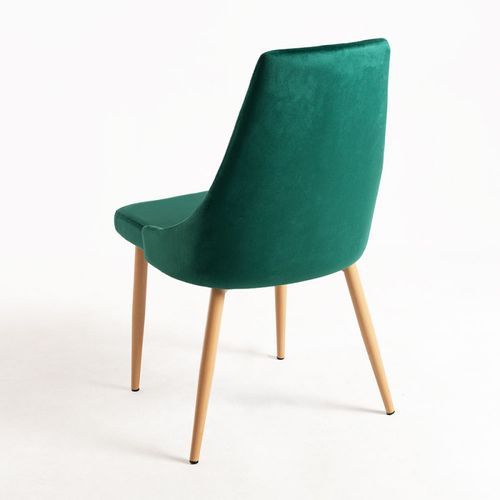 Chaise moderne velours vert foncé et pieds bois de hêtre naturel Kozak - Lot de 2 - Photo n°3; ?>