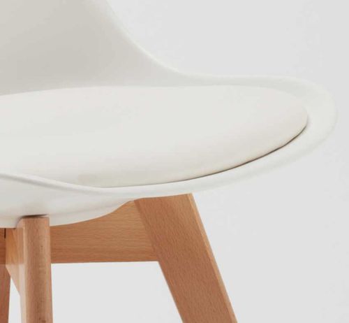 Chaise naturel et blanc avec coussin simili cuir Anko - Lot de 2 - Photo n°3; ?>