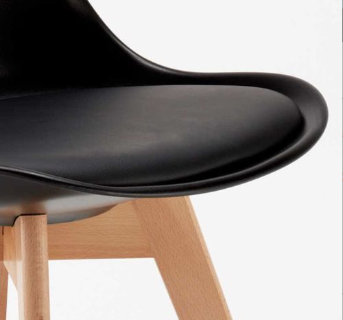 Chaise naturel et noir avec coussin simili cuir Anko - Lot de 2 - Photo n°3; ?>