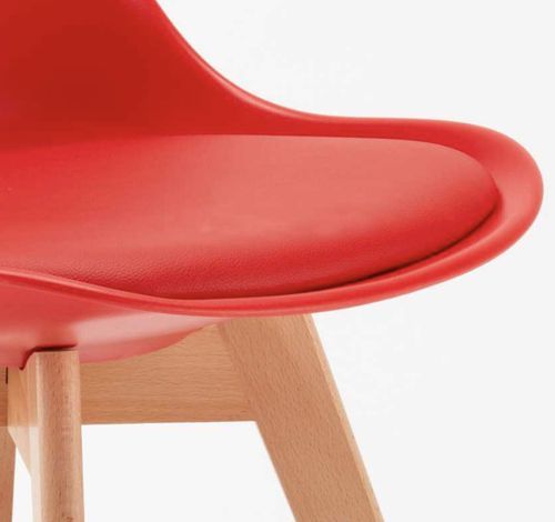 Chaise naturel et rouge avec coussin simili cuir Anko - Lot de 2 - Photo n°3; ?>