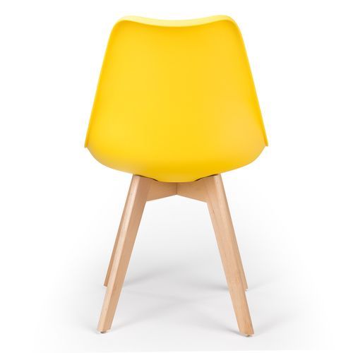 Chaise nordique coussin simili cuir jaune citron et pieds hêtre clair Tula - Photo n°3; ?>