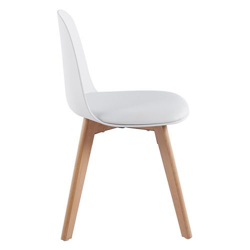 Chaise nordique naturel et blanc avec un coussin d'assise en simili cuir Dekan - Photo n°2; ?>