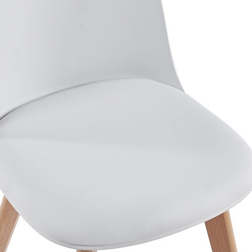 Chaise nordique naturel et blanc avec un coussin d'assise en simili cuir Dekan - Photo n°3; ?>