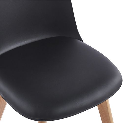 Chaise nordique naturel et noir avec un coussin d'assise en simili cuir blanc Dekan - Photo n°3; ?>