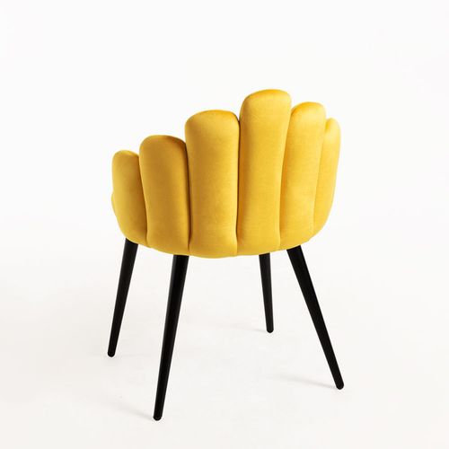 Chaise originale velours jaune et pieds métal noir Achille - Lot de 2 - Photo n°2; ?>